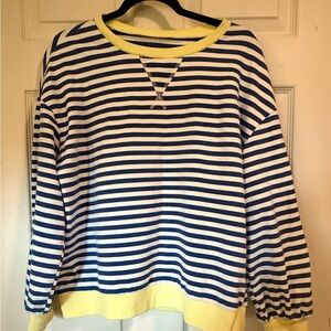 Striped Boatneck Sweatshirt with Yellow Trim
